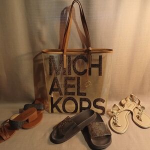 Lot Michael Kors Beach Bag & Sandals 6.5